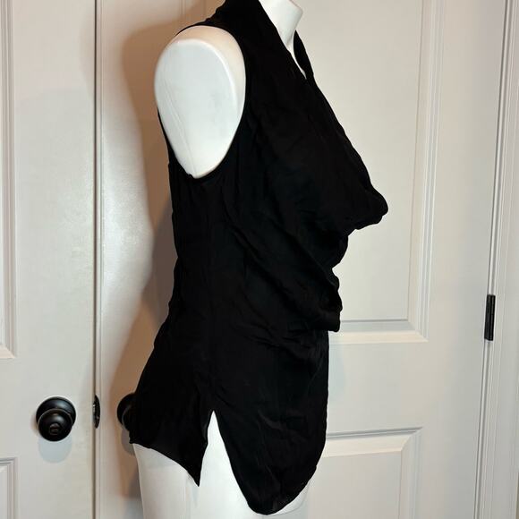 NWT Zoa New York Anthro Black Sleeveless Drape Neck Silk Blouse Top S - Picture 4 of 8